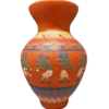 Navajo Pottery Kokopelli Design Jars-orange